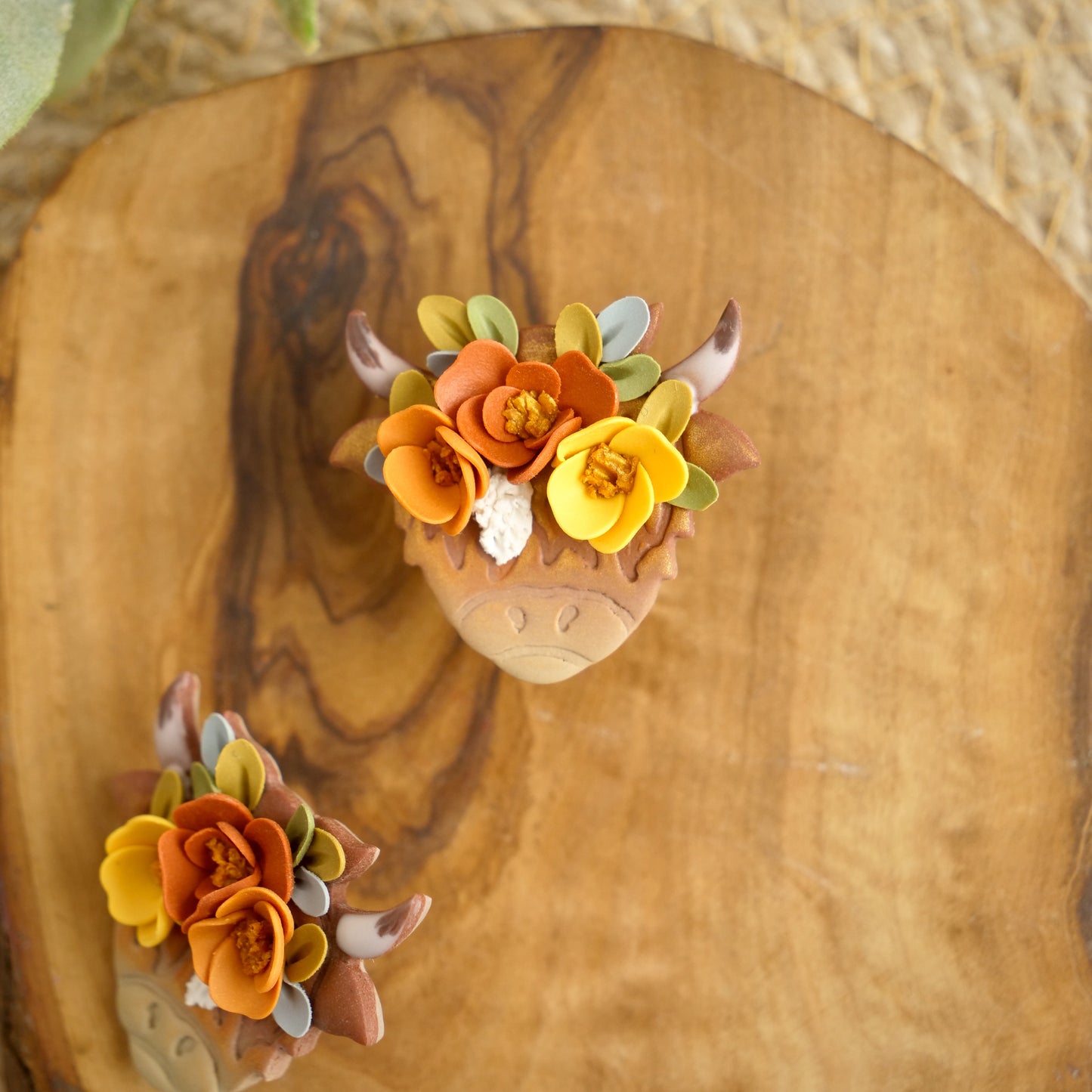 Highland Cow Floral Brooch
