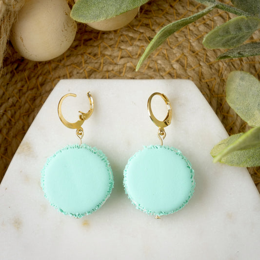Macaron Dangles in Turquoise with Lever Back Earring Hooks