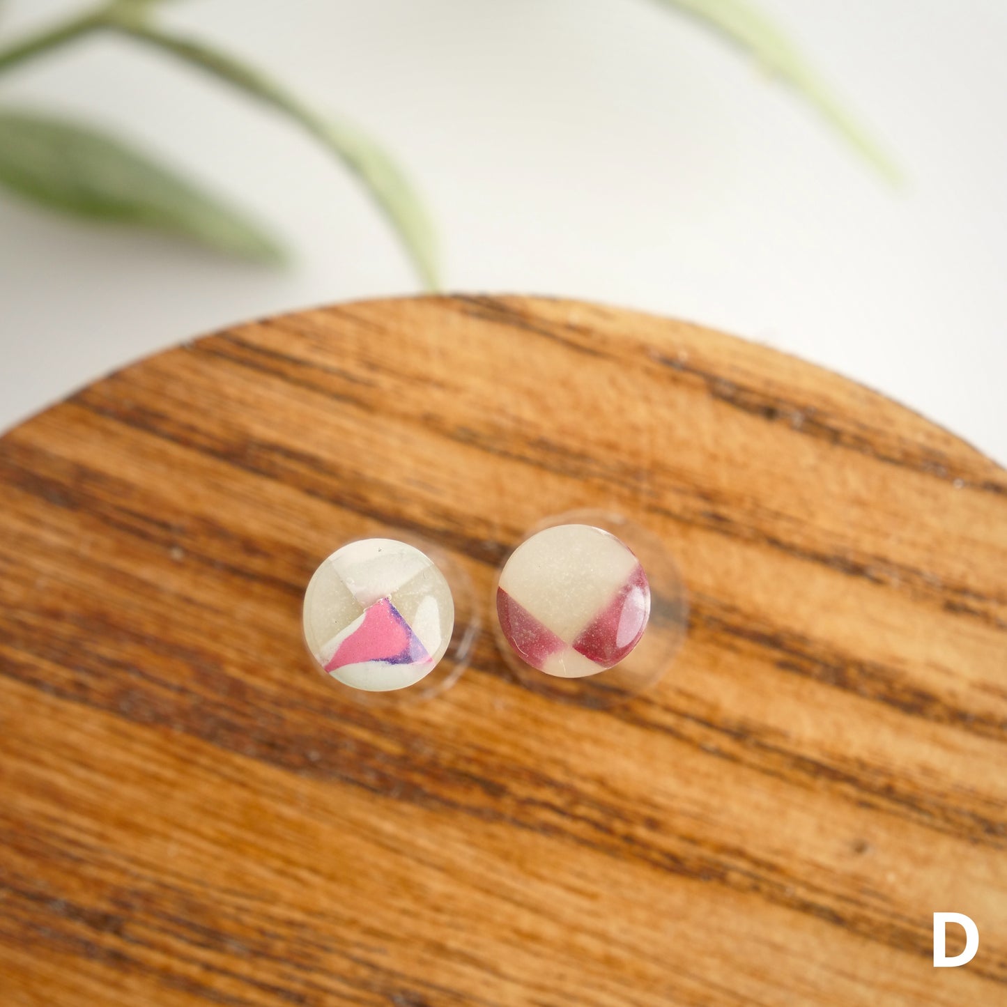 Micro Circle Studs in Purple Checkerboard