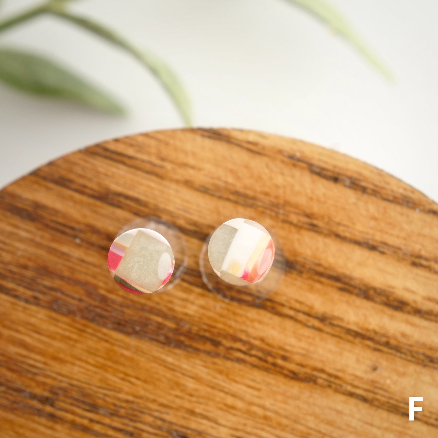 Micro Circle Studs in Purple Checkerboard