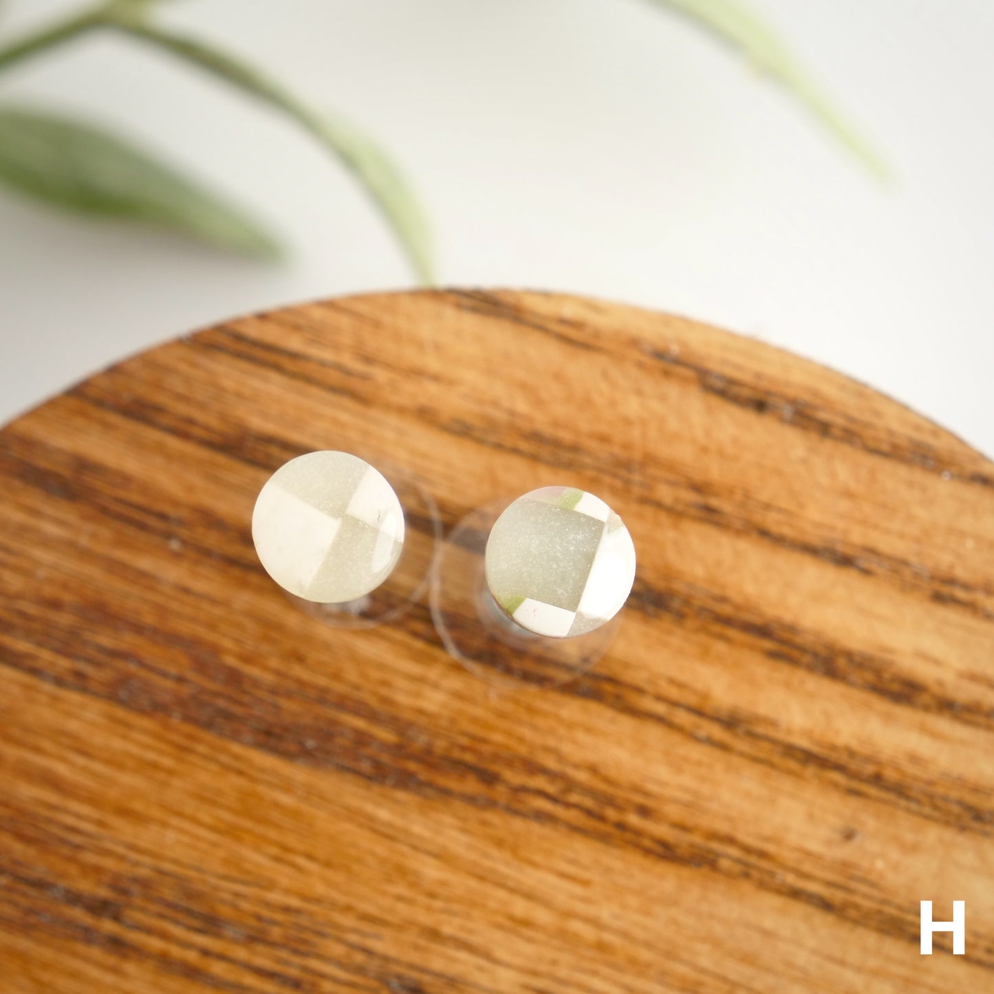 Micro Circle Studs in Purple Checkerboard