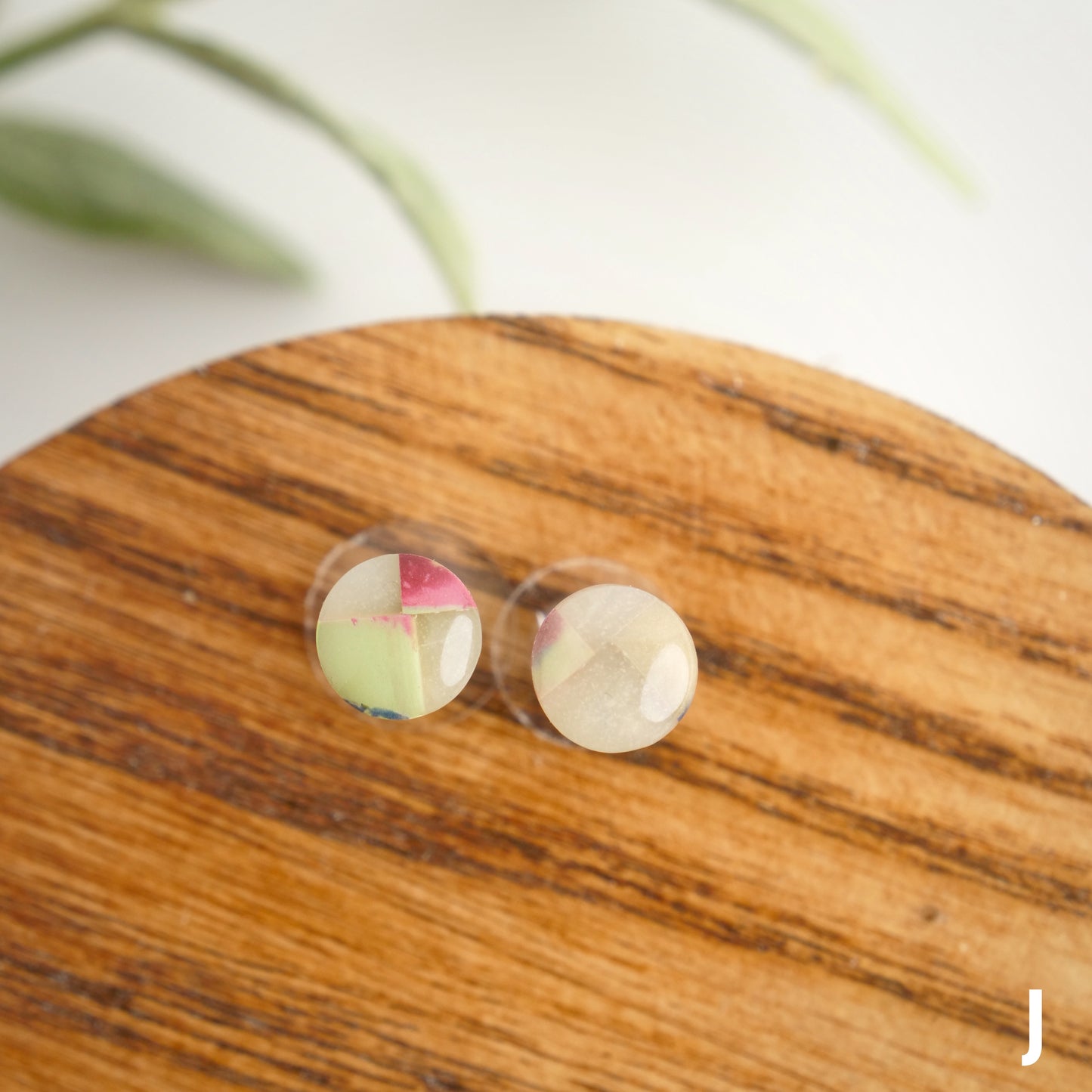 Micro Circle Studs in Purple Checkerboard