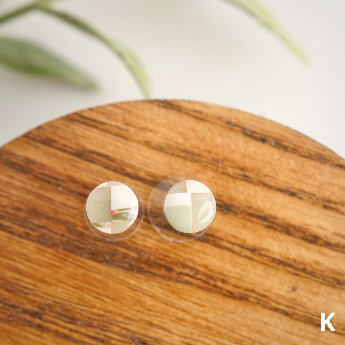 Micro Circle Studs in Purple Checkerboard