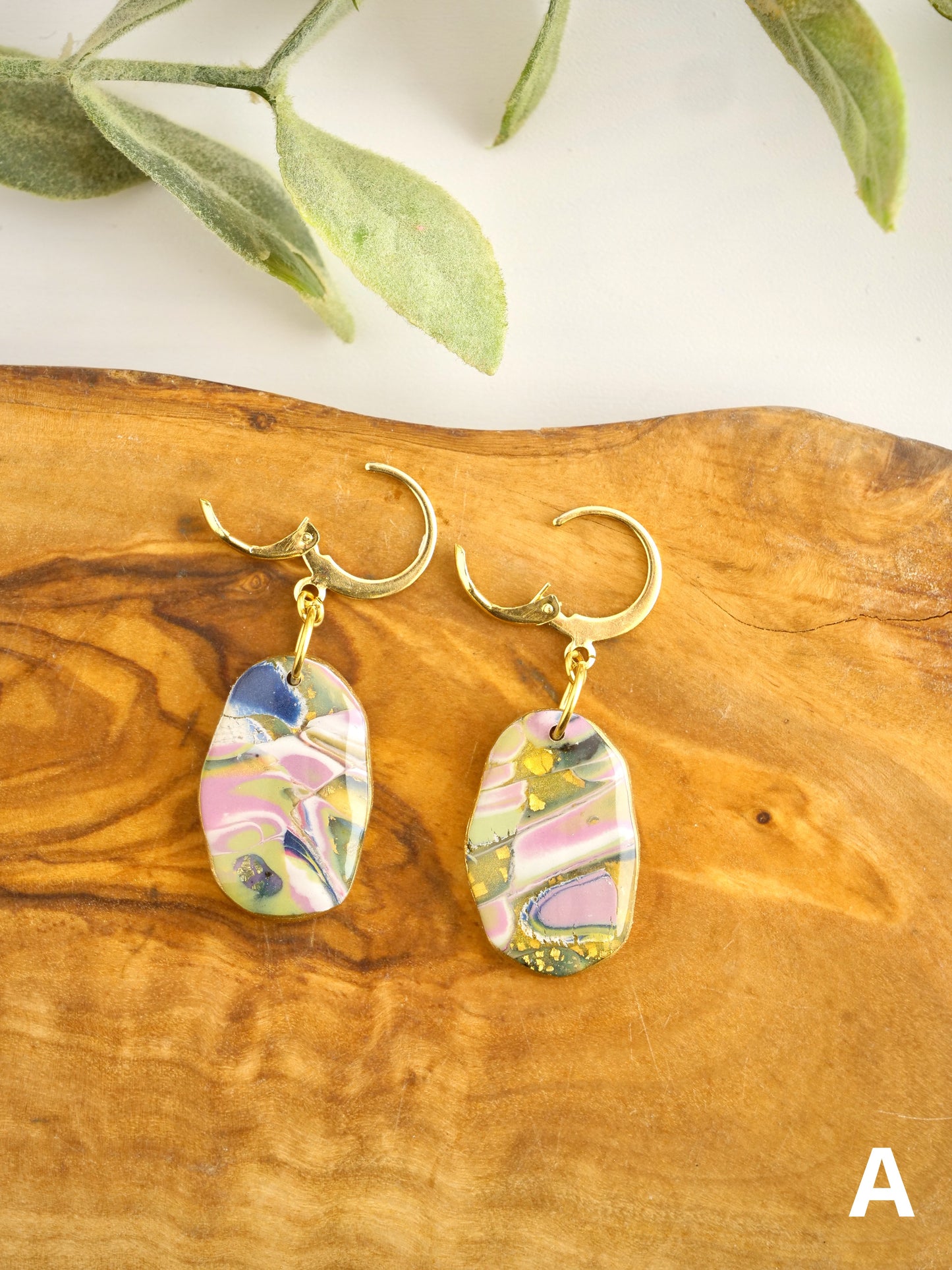Purple Stone Dangles with Lever Back Earring Hooks