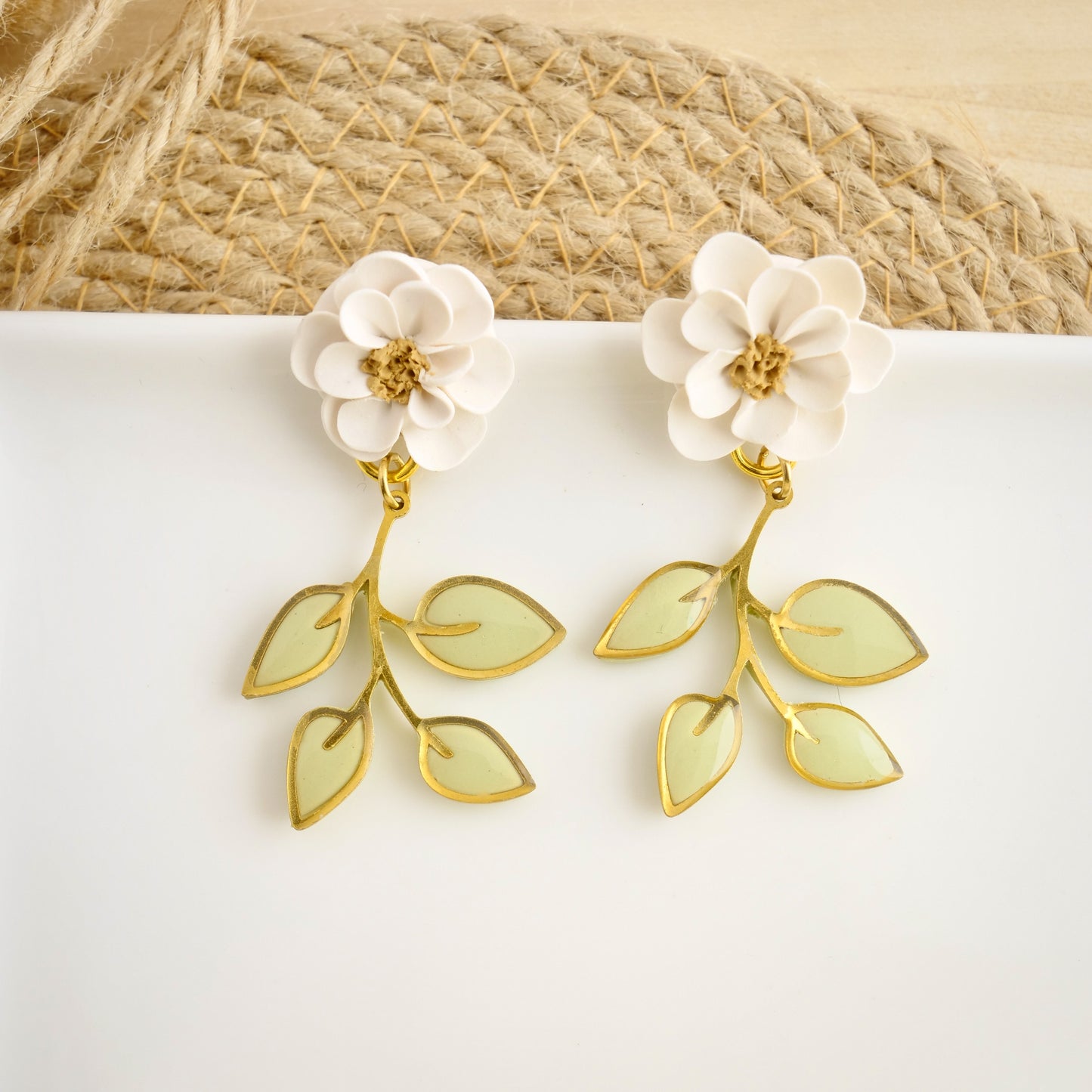 Floral Dangles with Brass