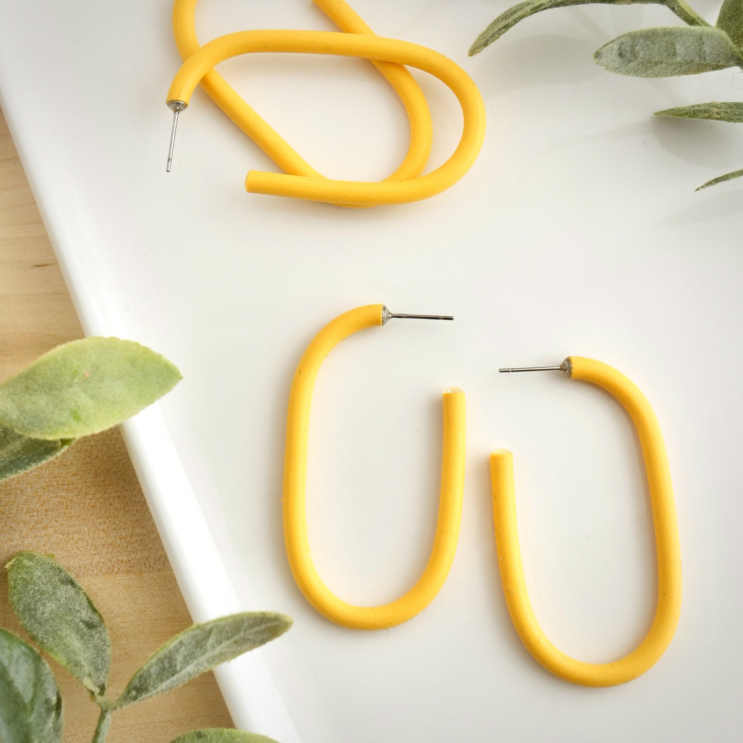 Skinny Capsule Clay Hoops in Sunshine