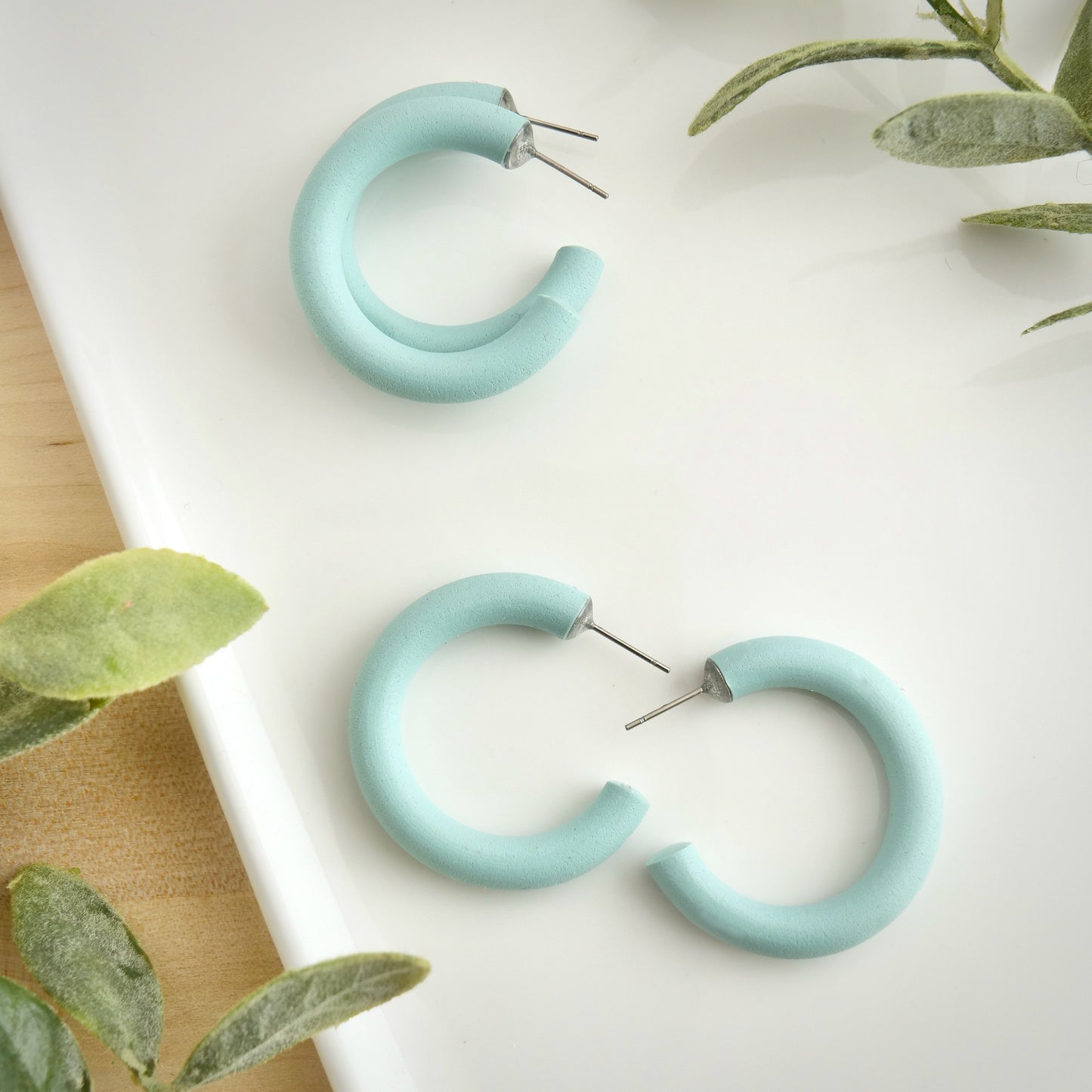 Clay Hoops in Soft Blue