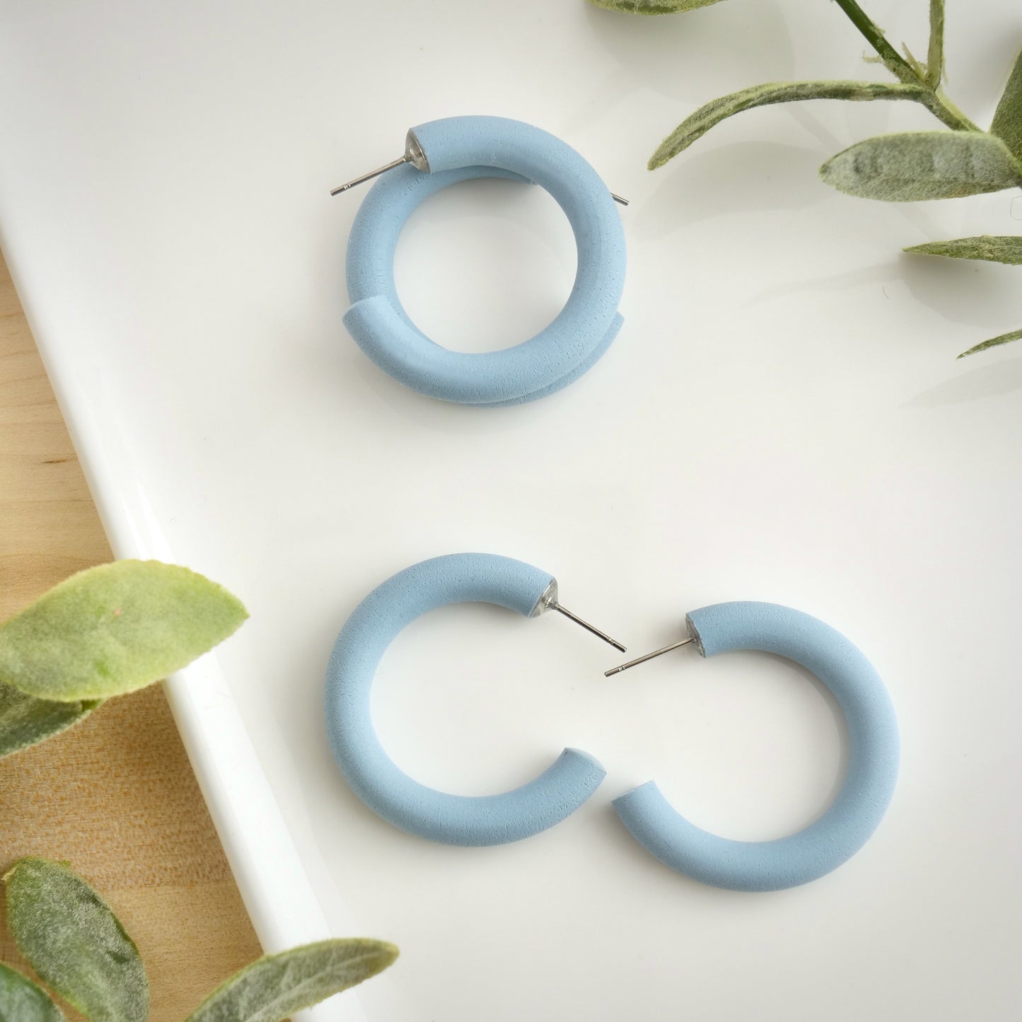 Clay Hoops in Denim