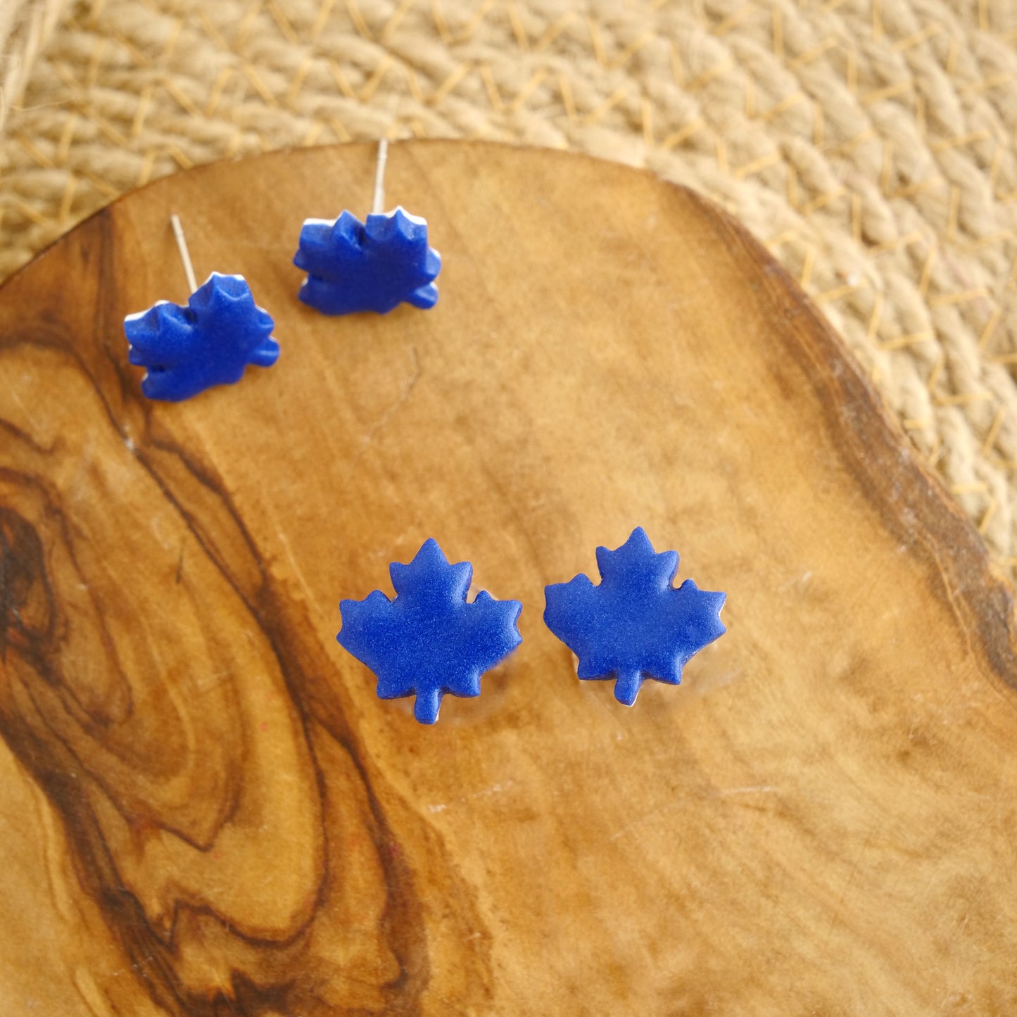 Maple Leaf Studs in Blue