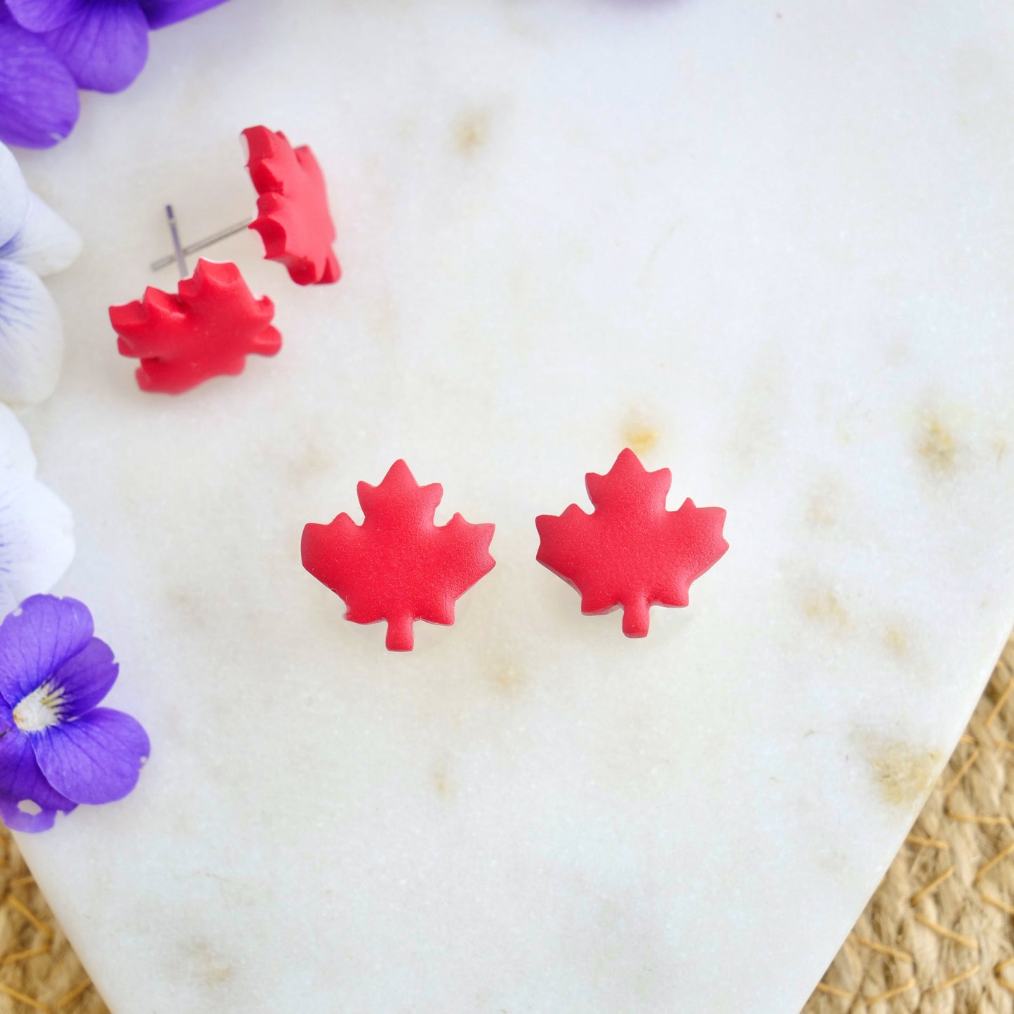 Maple Leaf Studs in Red