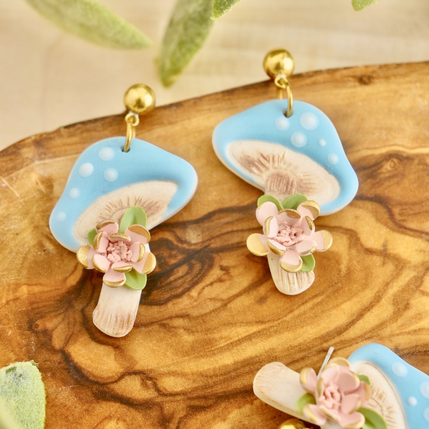 Blue Mushroom Dangles