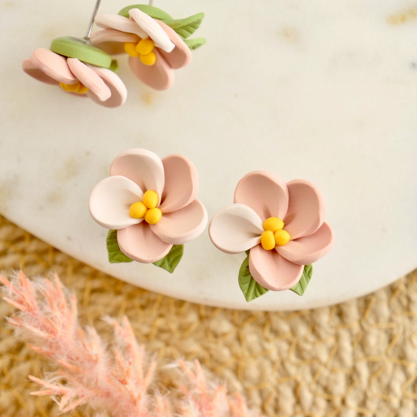 Floral Studs in Pink