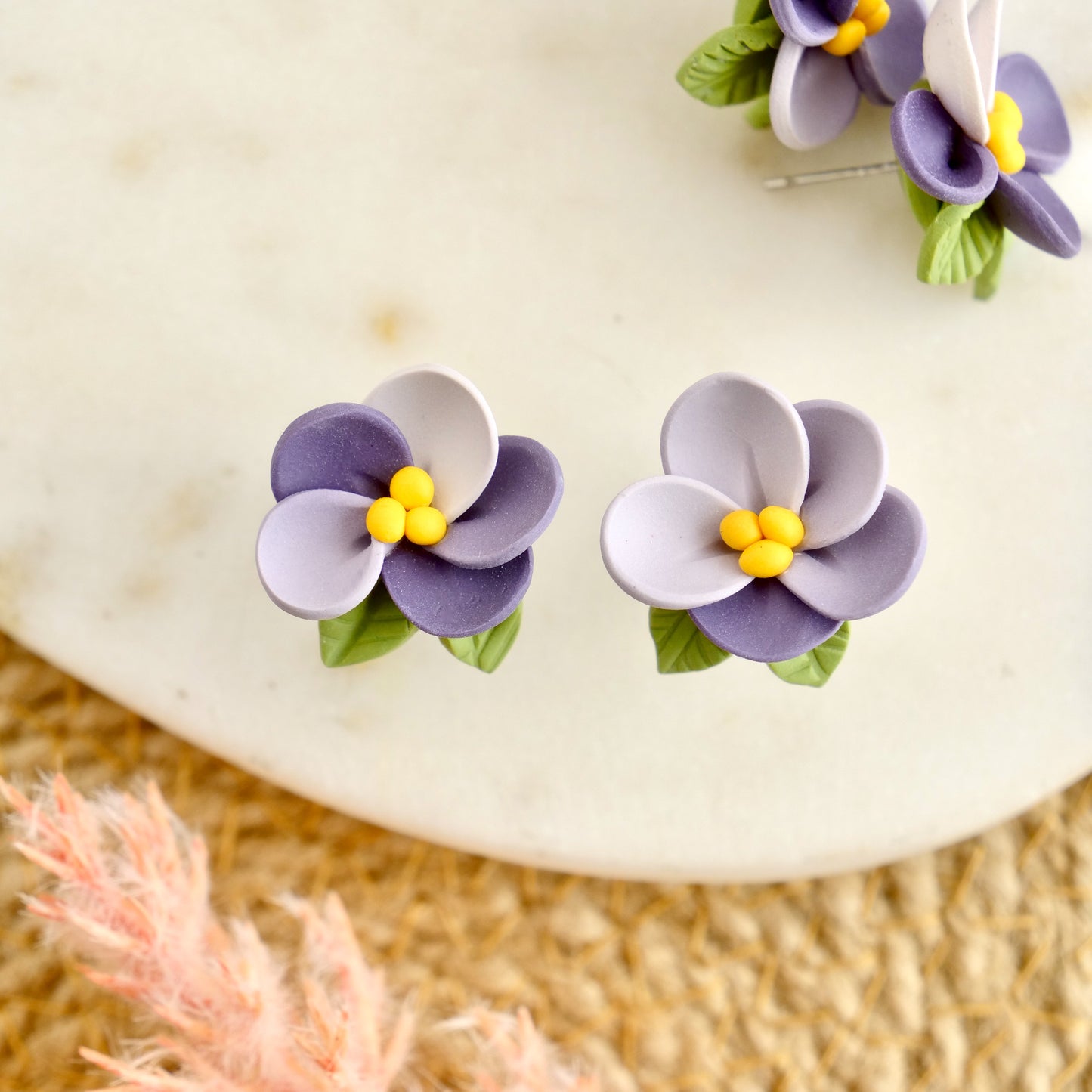 Floral Studs in Purple