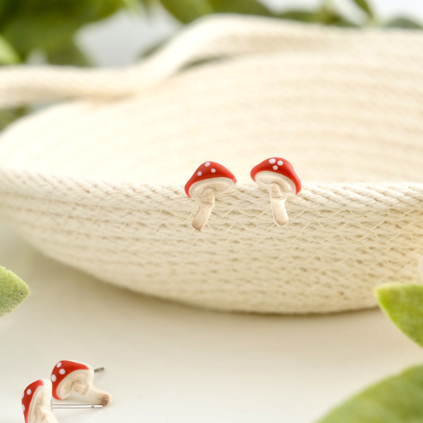 Micro Mushroom Studs in Red