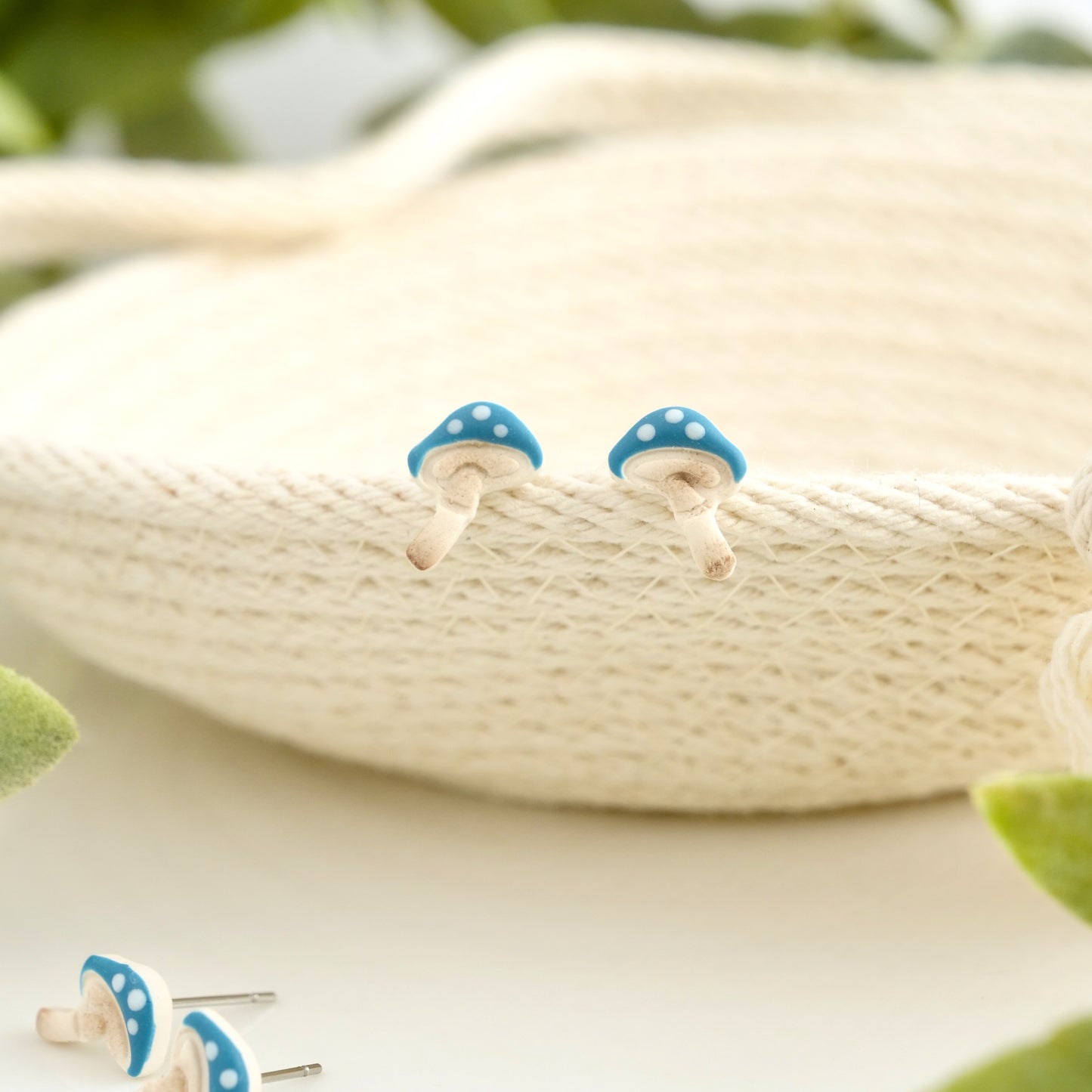 Micro Mushroom Studs in Blue