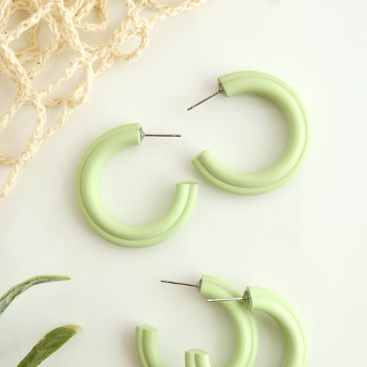 Corded Hoops in Light Green
