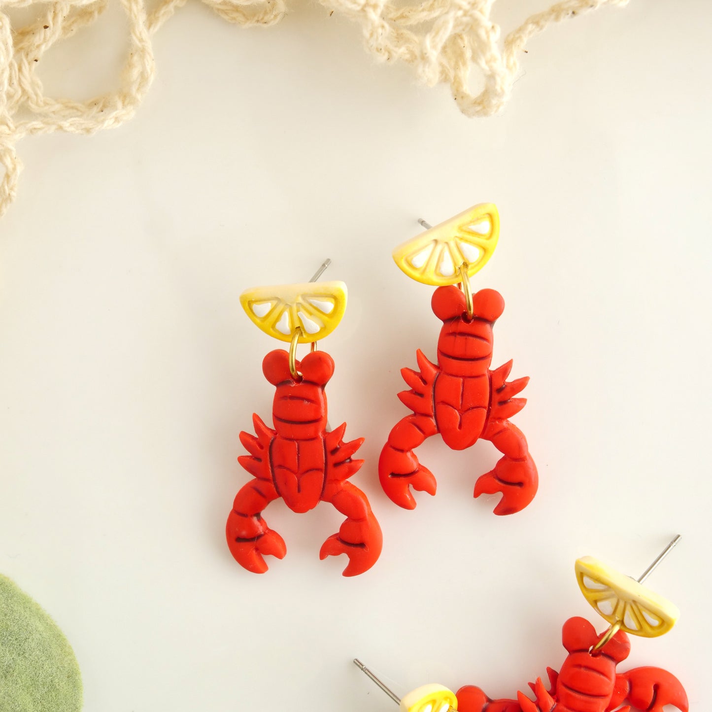 Lobster Dangles with Lemon Wedge Studs