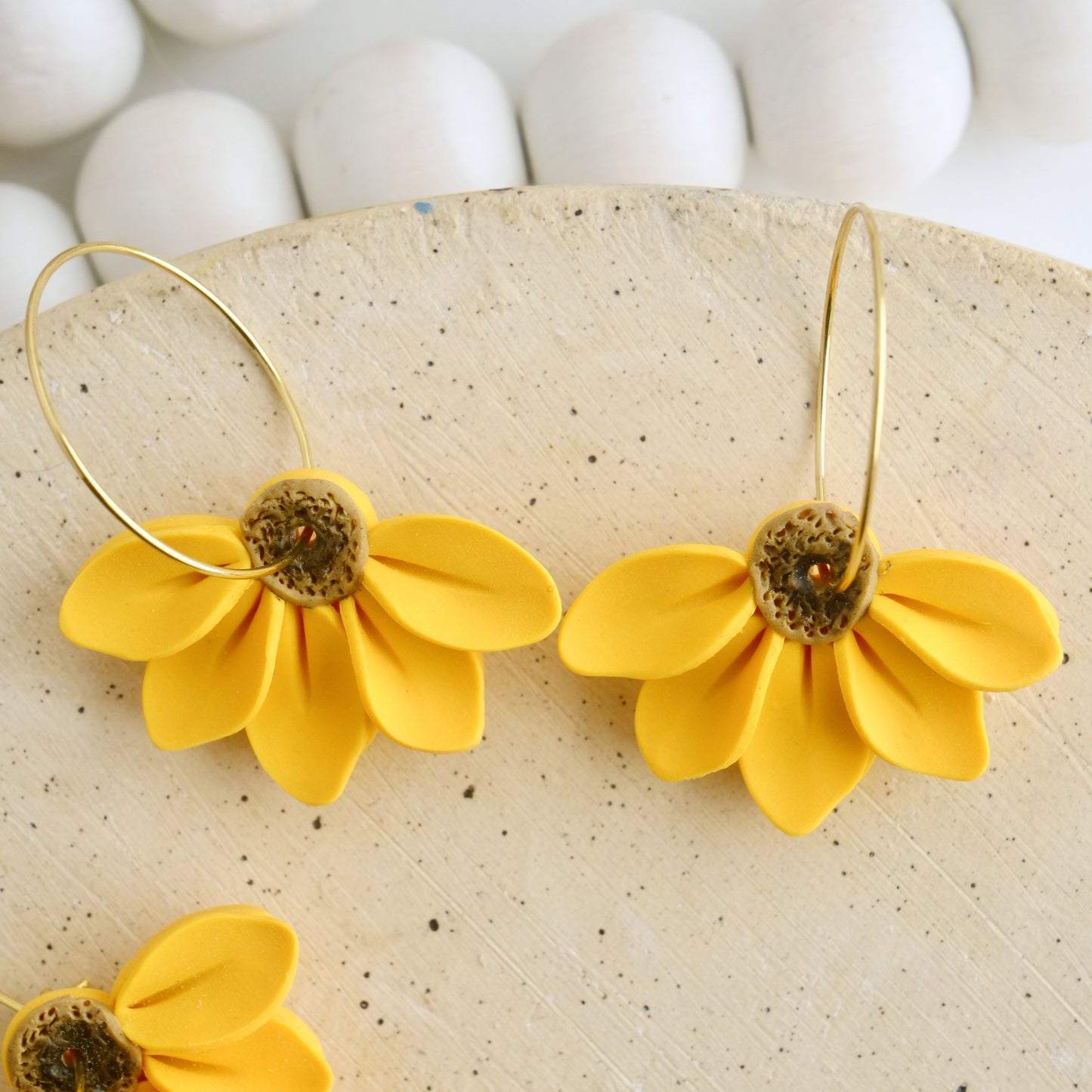 Daisy Hoops in Yellow