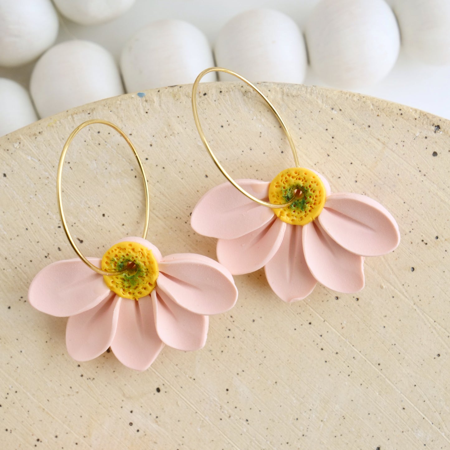 Daisy Hoops in Bright Pink