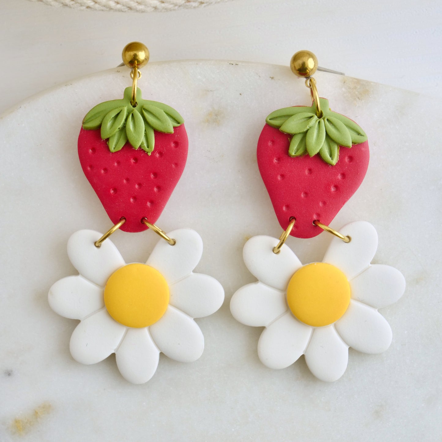 Strawberry Dangles with White Flower