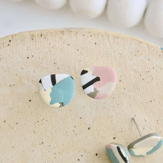 Teal Rip & Tear Studs