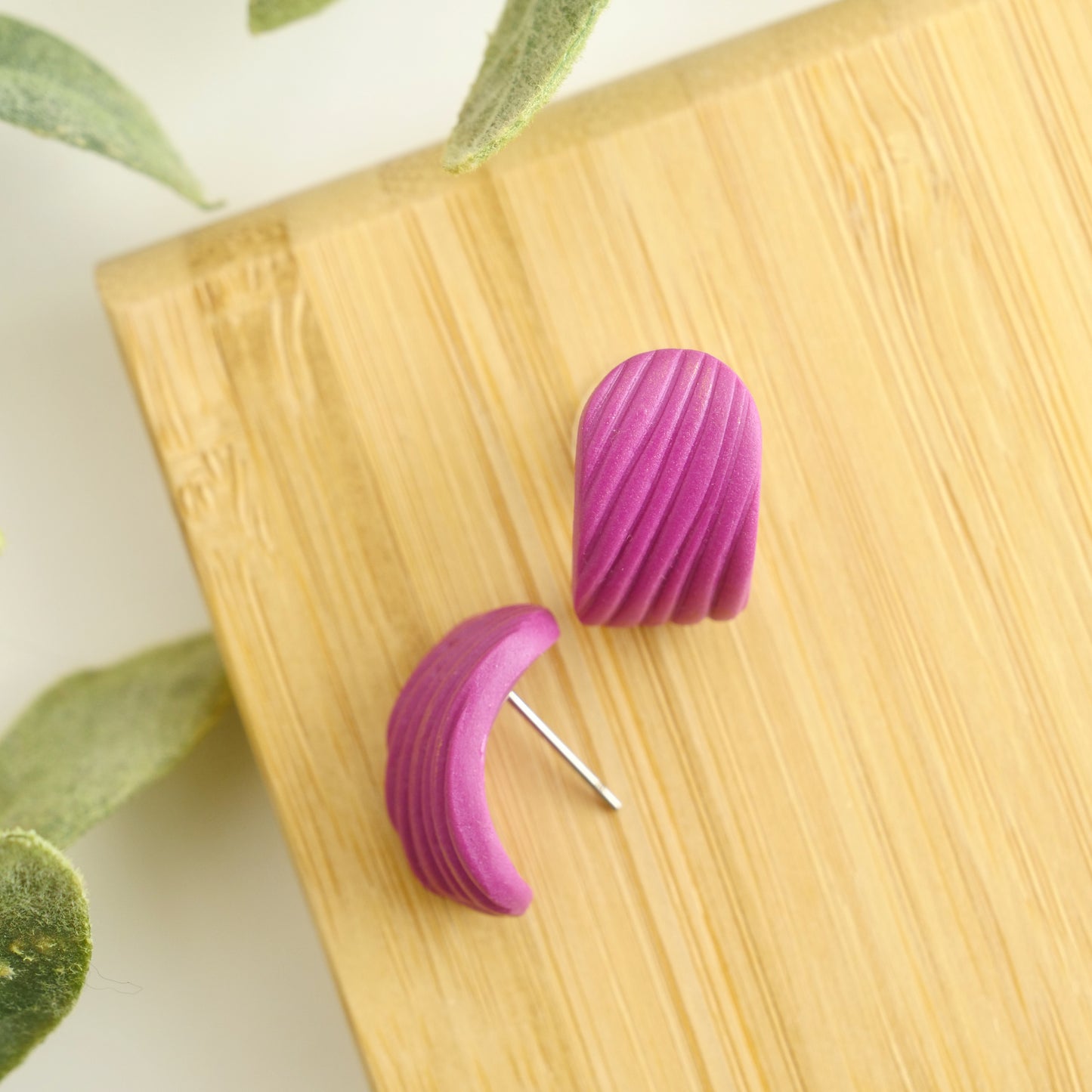Itty Bitty Wrap Studs in Fuchsia