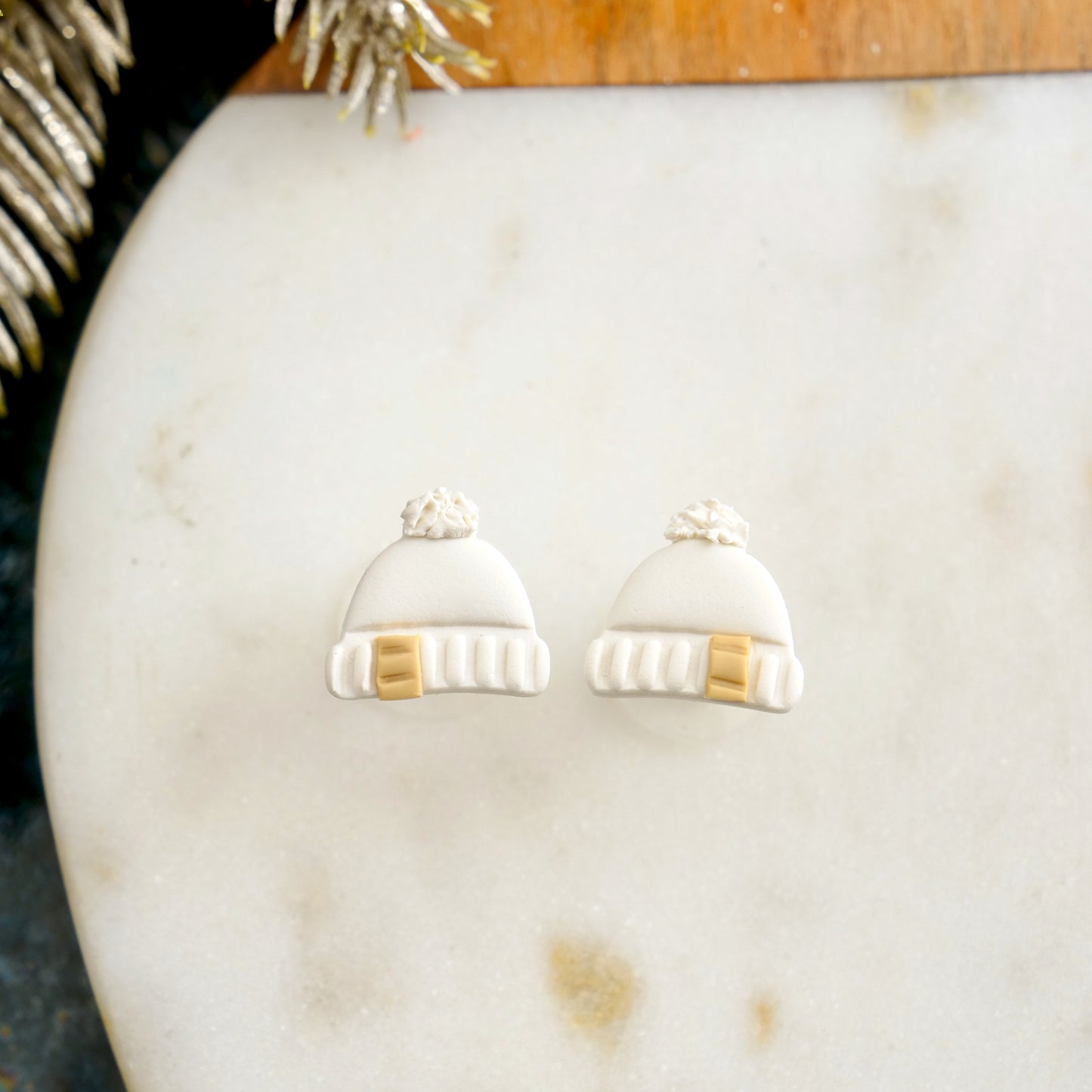 White Toque Studs