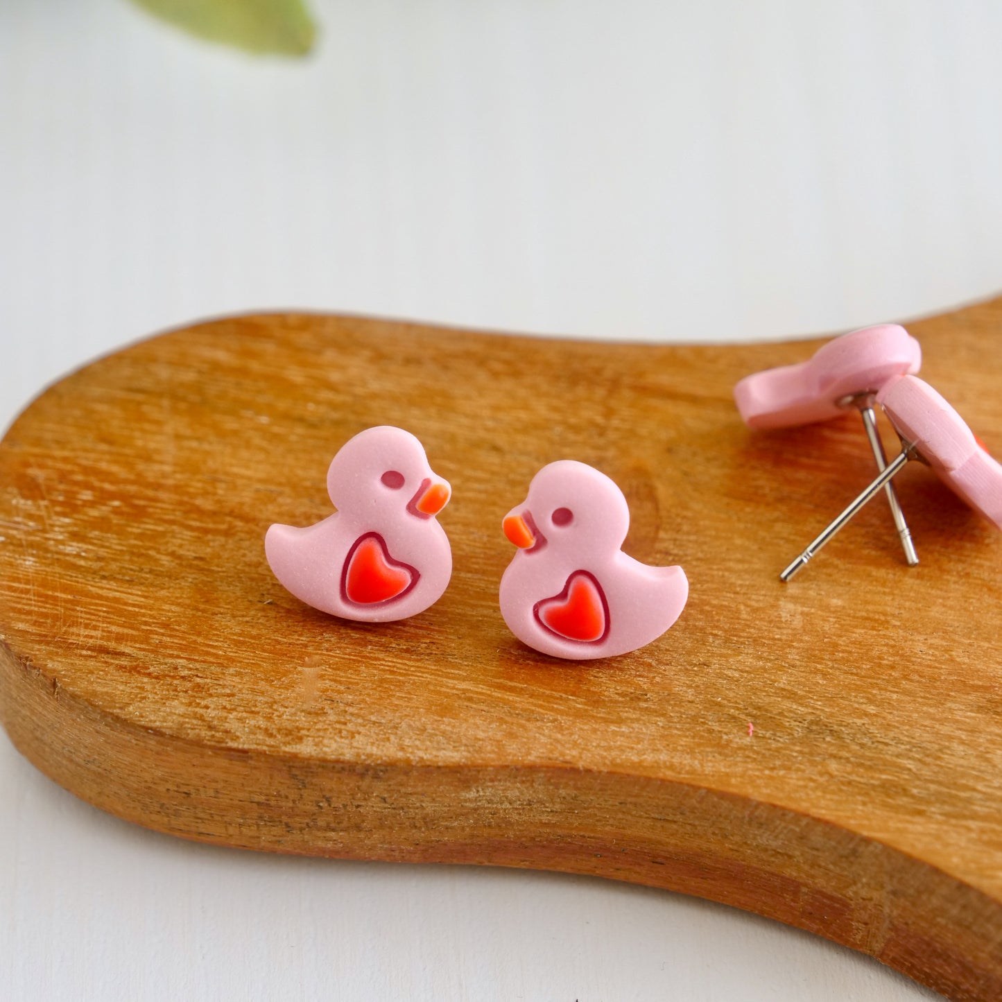 Pink Duck Studs