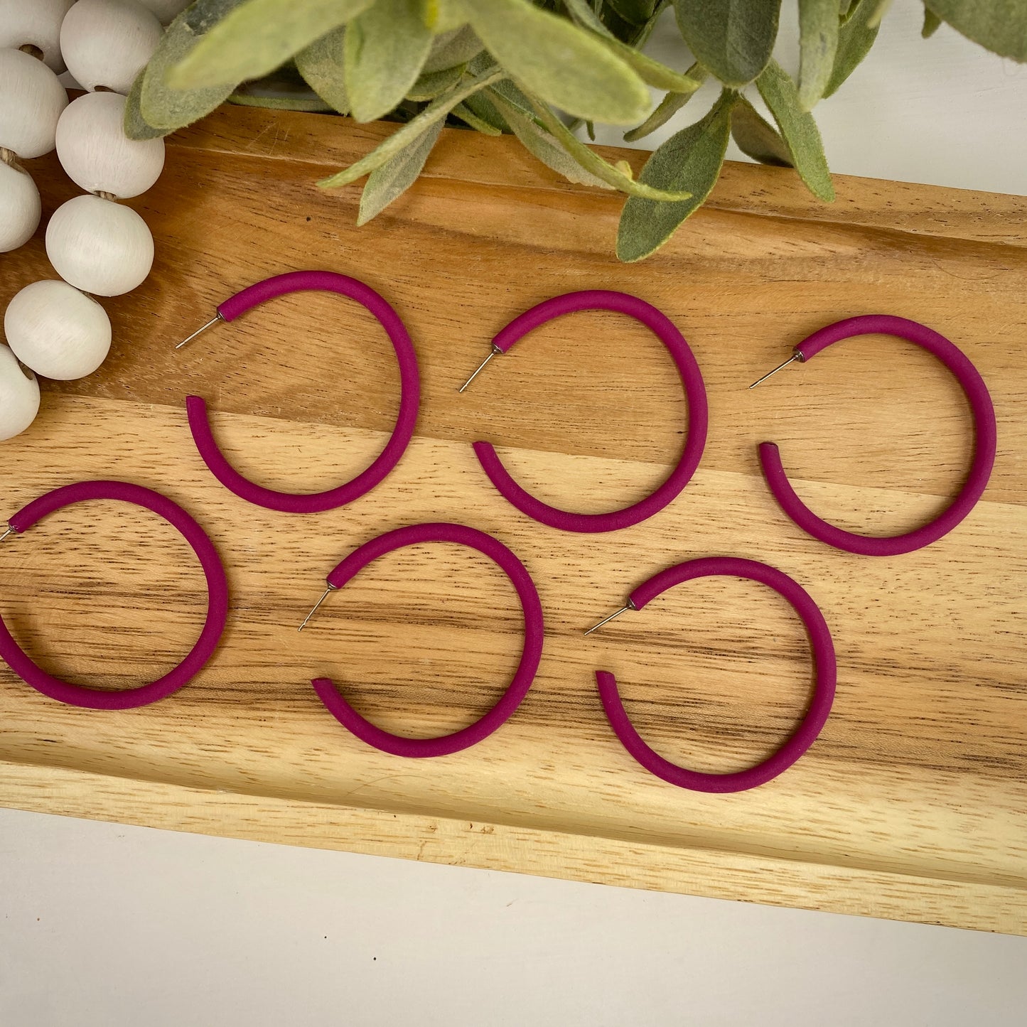 Skinny Clay Hoops in Purple