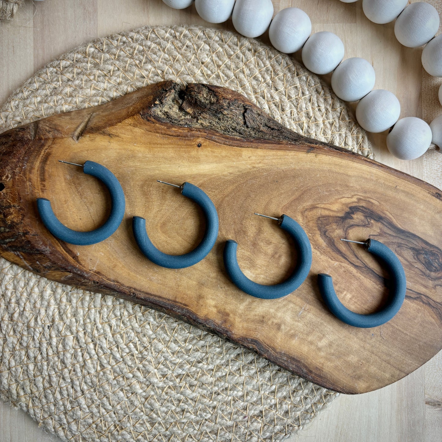 Clay Hoops in Dark Denim