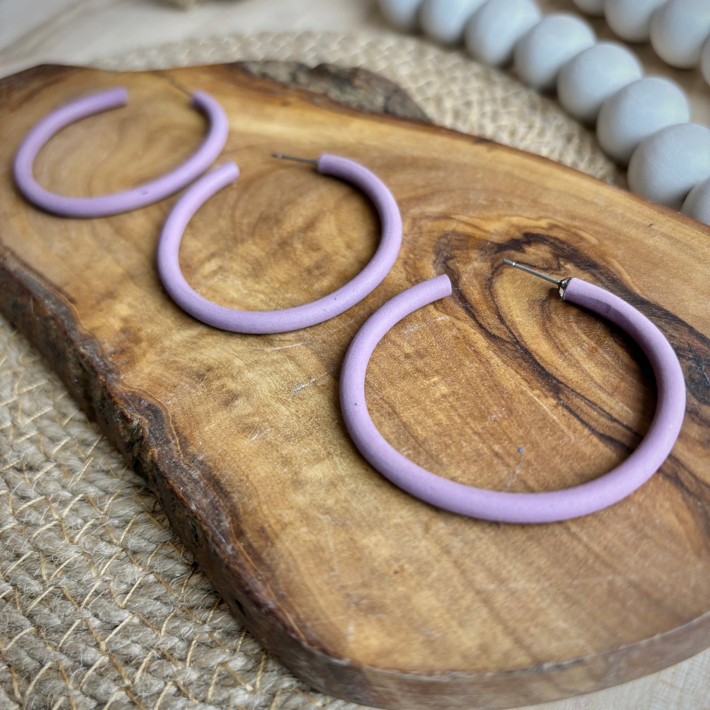 Skinny Clay Hoops in Dusty Purple