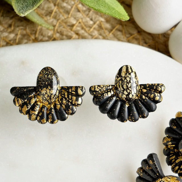 Black and Gold Fan Studs