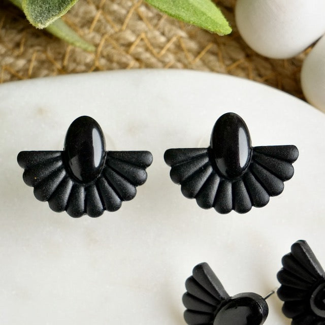 Black Fan Studs