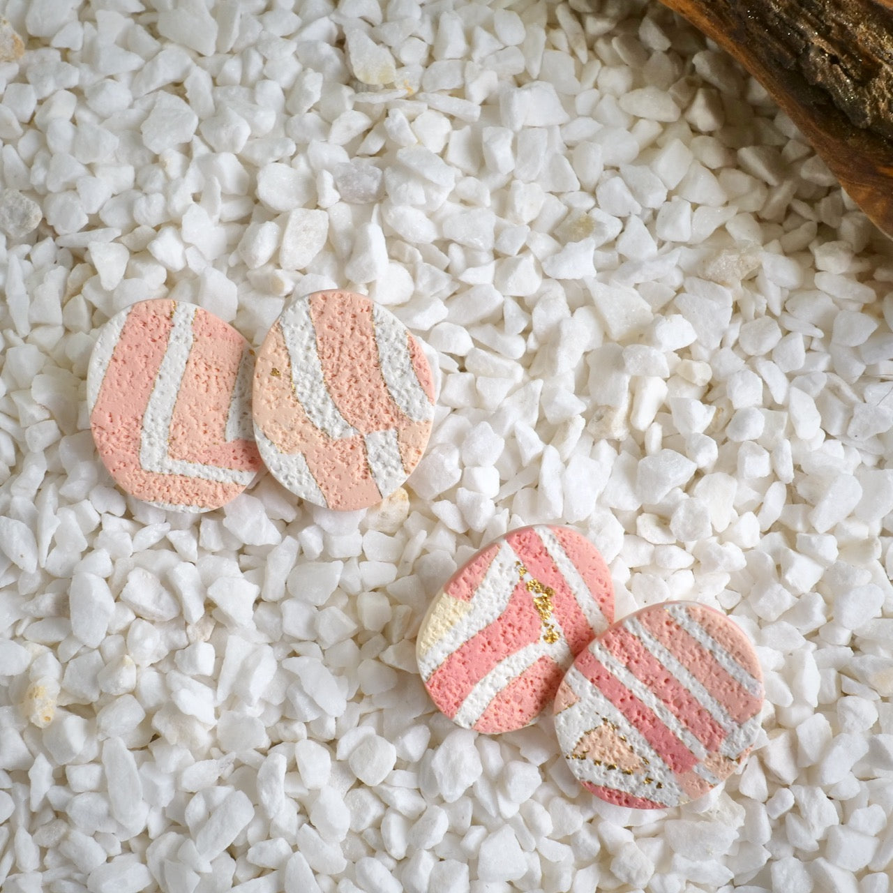 Stone Statement Studs in Textured Layer Cake