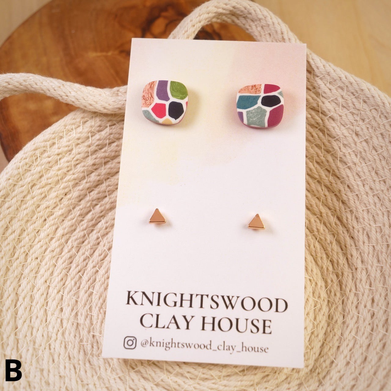 Stud 2 Pack with Quad Studs in Stained Glass and Brass Triangles