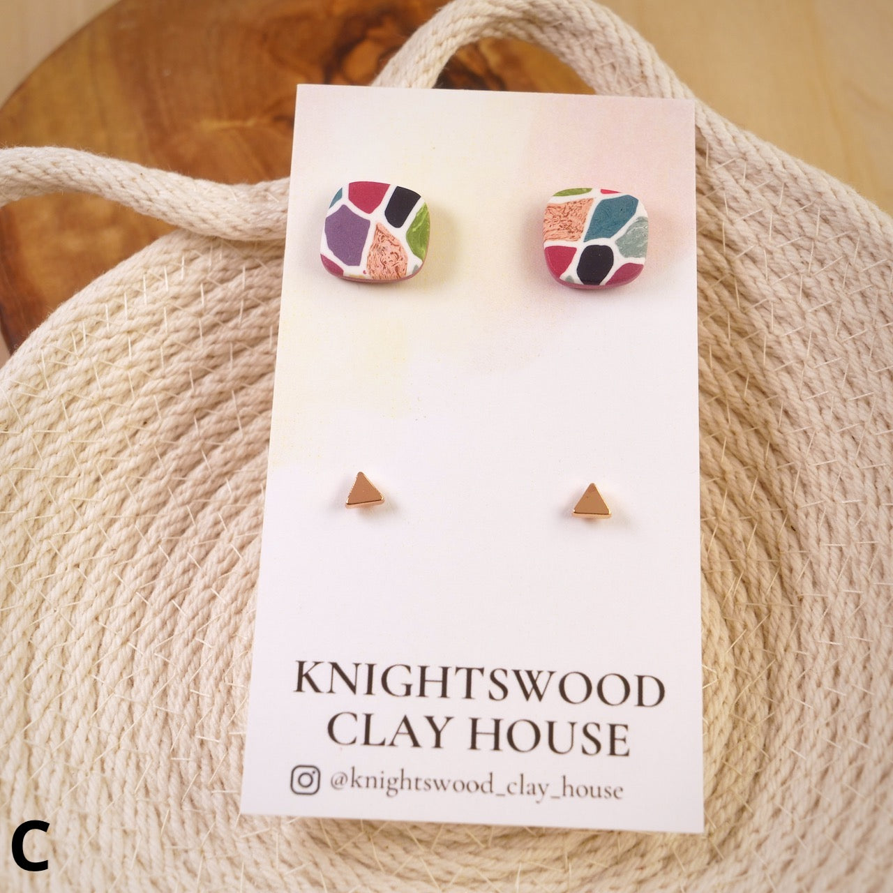 Stud 2 Pack with Quad Studs in Stained Glass and Brass Triangles