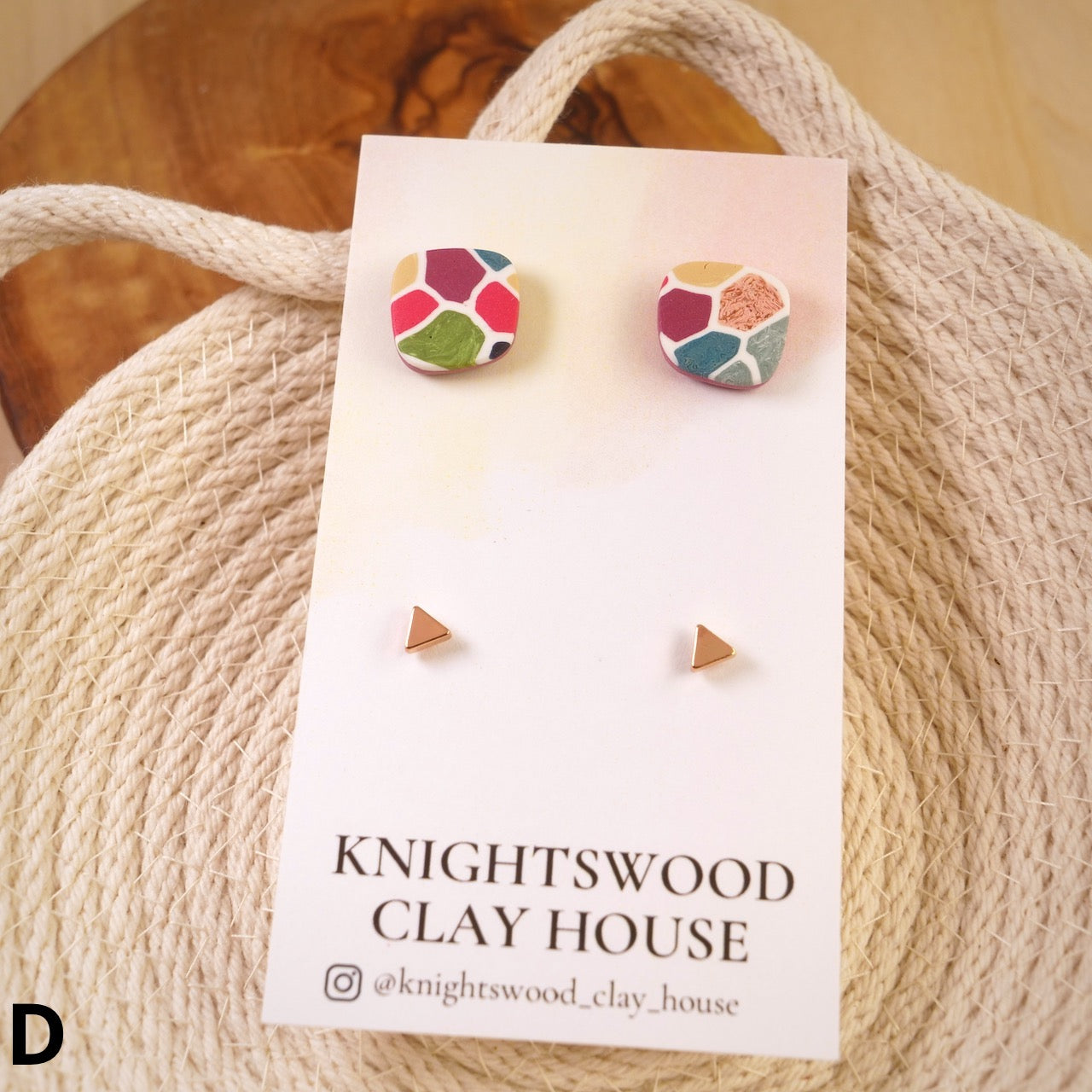 Stud 2 Pack with Quad Studs in Stained Glass and Brass Triangles