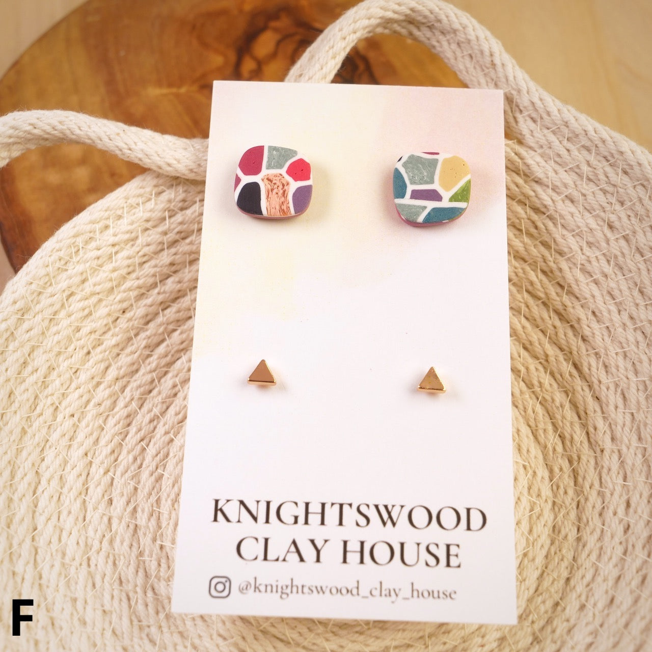 Stud 2 Pack with Quad Studs in Stained Glass and Brass Triangles