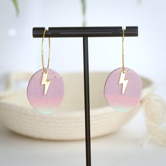 Stone Hoops in Purple Gradient Stone with Brass
