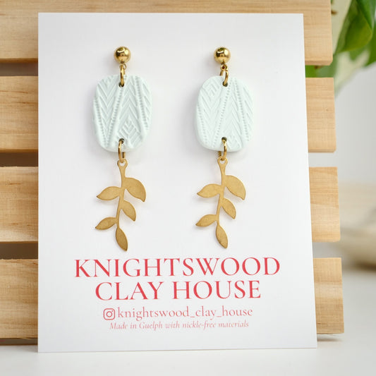 Duke Dangles in Embossed Blue with Brass