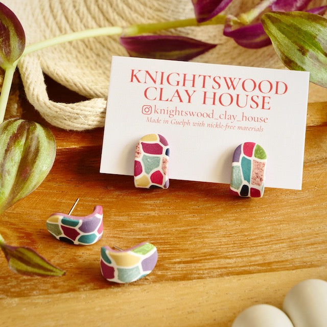 Itty Bitty Wrap Studs in Stained Glass