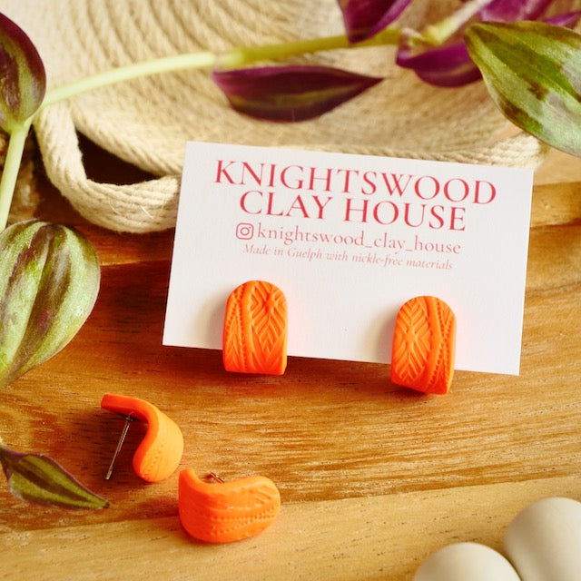 Itty Bitty Wrap Studs in Vibrant Orange