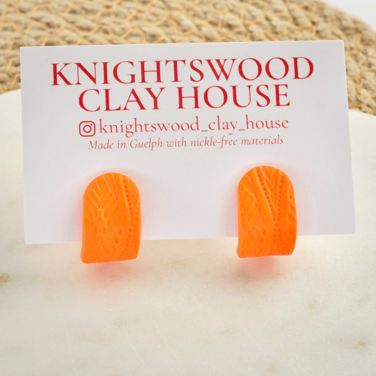 Itty Bitty Wrap Studs in Vibrant Orange