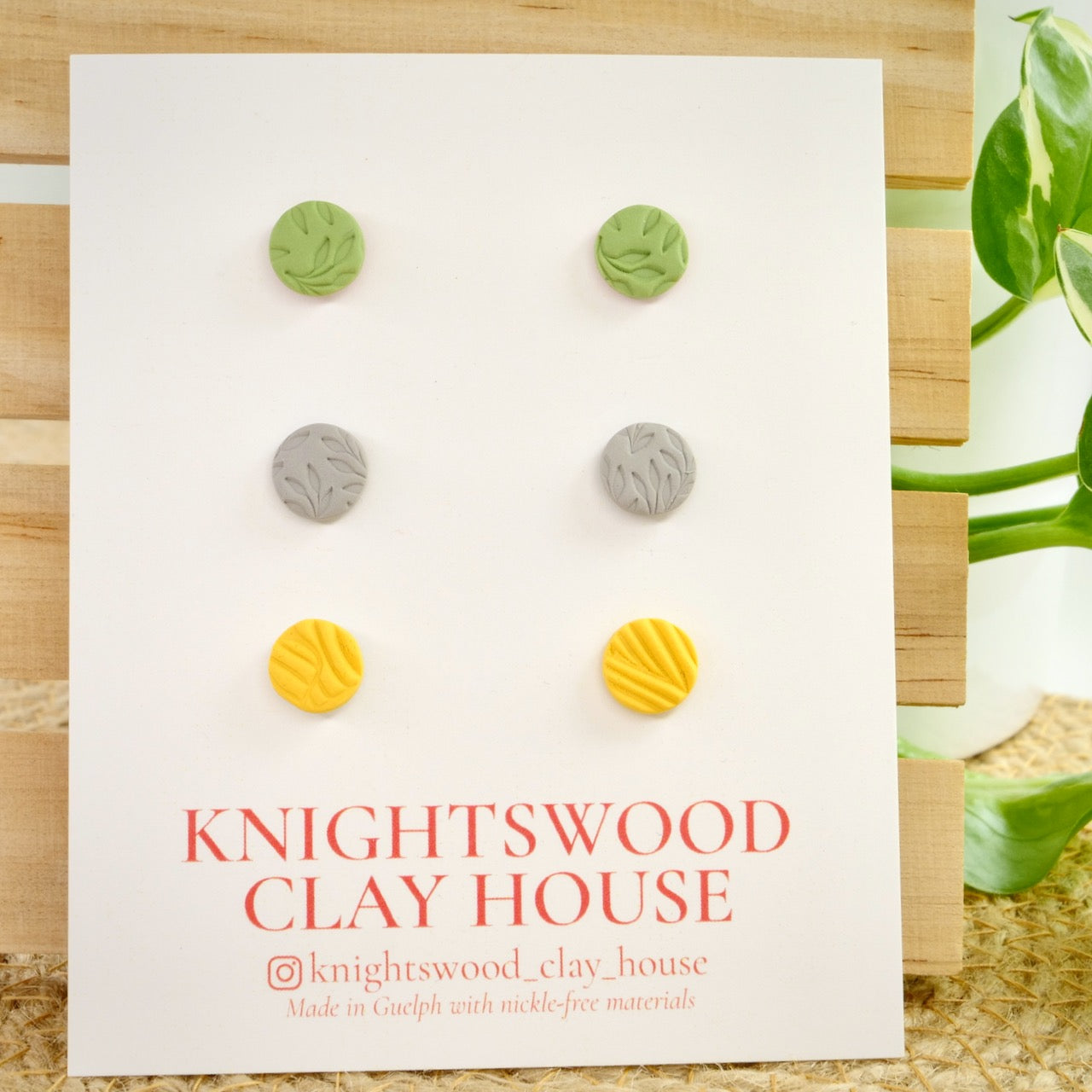 Stud 3 Pack Micro Studs in Green, Grey and Yellow