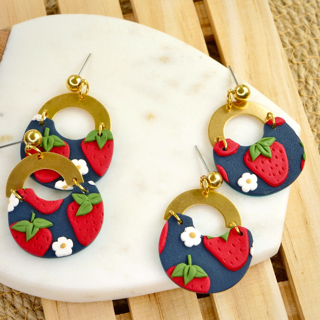 Honey Crescent Dangles in Strawberry Fields