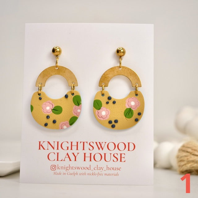Honey Crescent Dangles in May Florals