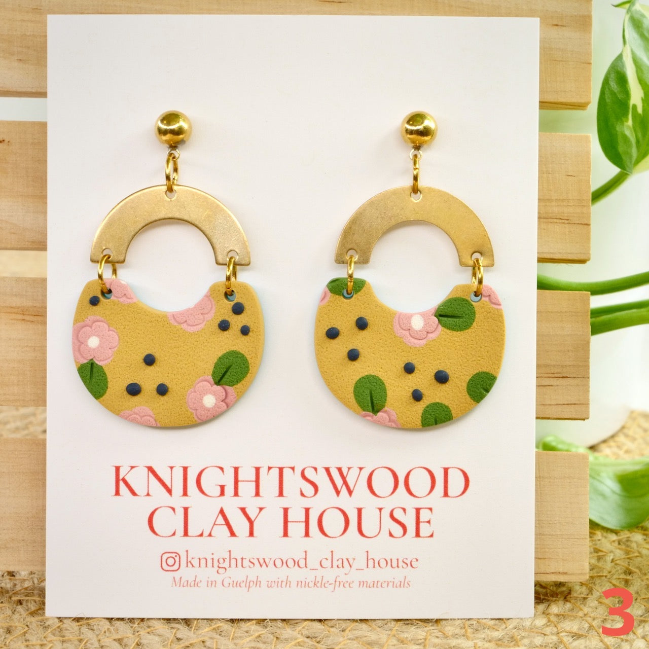 Honey Crescent Dangles in May Florals