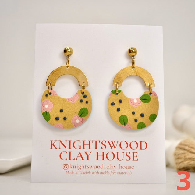Honey Crescent Dangles in May Florals
