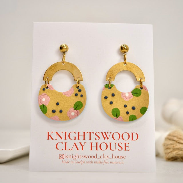 Honey Crescent Dangles in May Florals