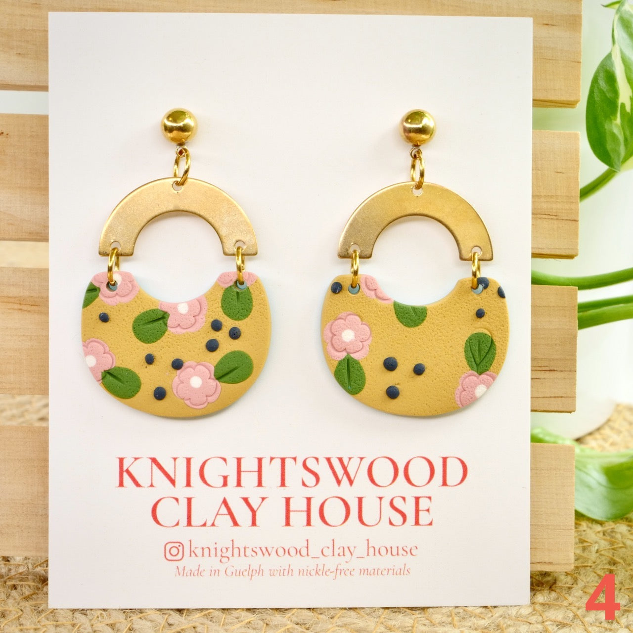 Honey Crescent Dangles in May Florals